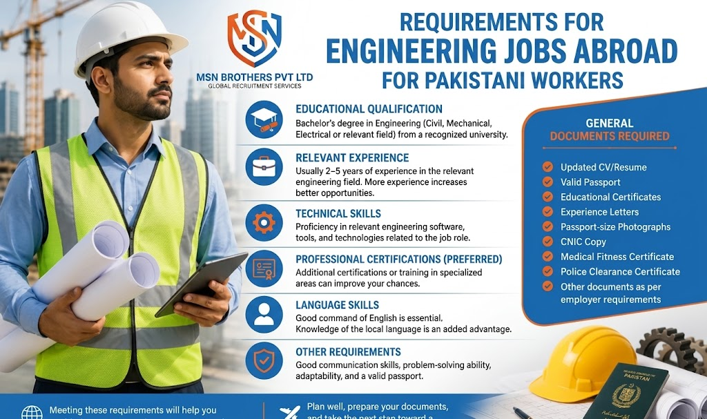 Requirements for Engineering Jobs Abroad for Pakistani Workers